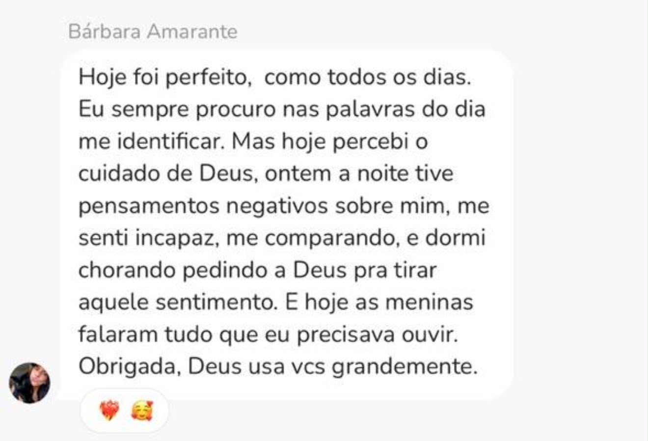 Depoimento de Bárbara sobre fé e acolhimento